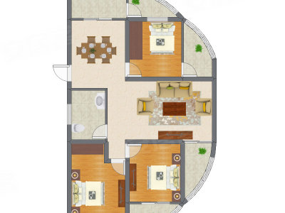 3室2厅 87.31平米
