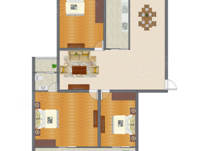 3室2厅 139.11平米户型图