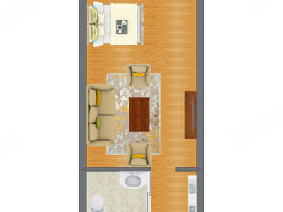 1室0厅 45.70平米户型图