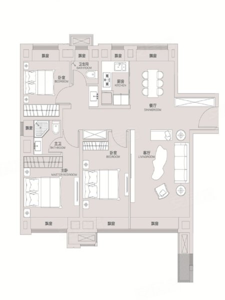 华发都荟天地 地铁口 3室2厅2卫 经典户型 周边配套成熟
