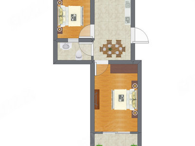 2室0厅 28.60平米户型图