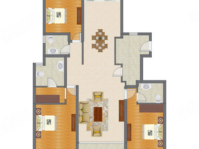 3室2厅 168.00平米户型图