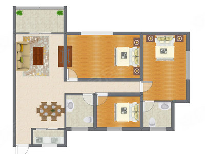 3室2厅 97.00平米户型图