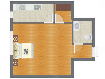 1室0厅 64.54平米户型图