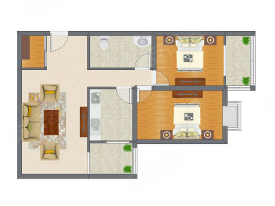 2室1厅 101.52平米户型图