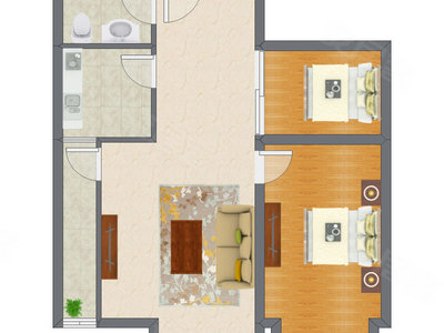2室1厅 85.61平米户型图