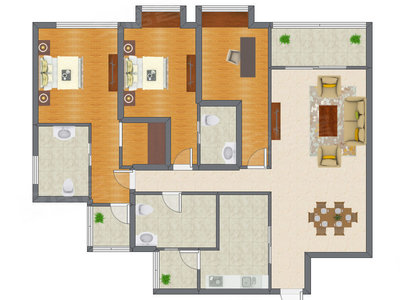 3室2厅 155.40平米