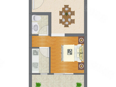 1室1厅 44.05平米户型图