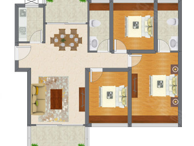 3室2厅 96.45平米户型图