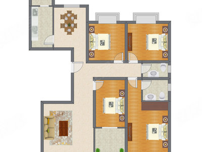 4室2厅 173.95平米户型图