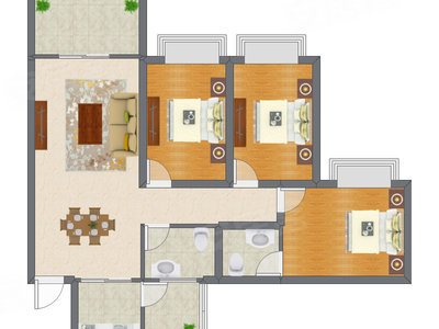 3室2厅 99.00平米
