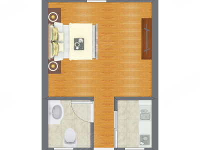 1室1厅 21.20平米户型图