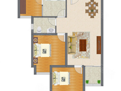 2室2厅 97.73平米户型图