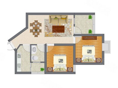 2室2厅 66.70平米