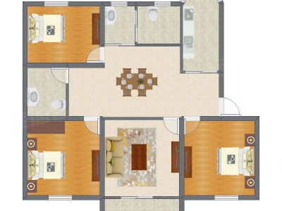 3室2厅 119.50平米户型图