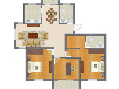 3室2厅 90.74平米