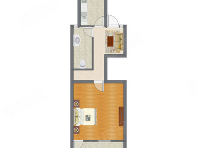1室1厅 47.12平米