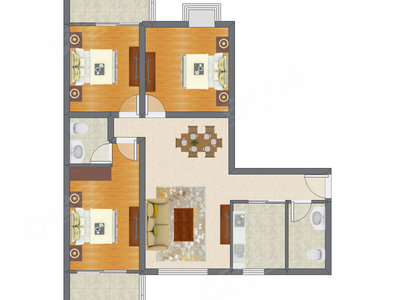 3室2厅 105.36平米户型图