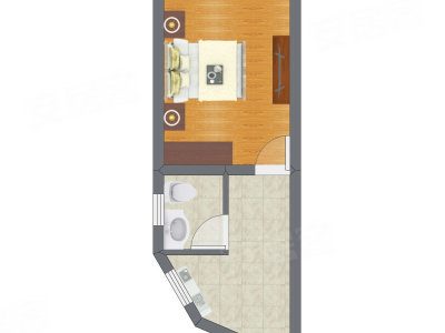 1室1厅 33.50平米户型图