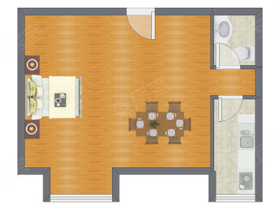1室0厅 58.97平米户型图