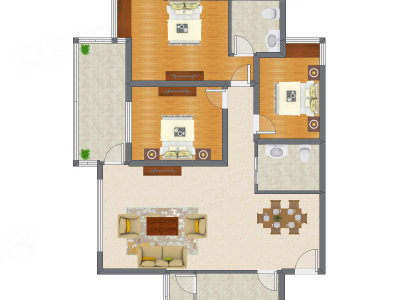 3室2厅 130.55平米