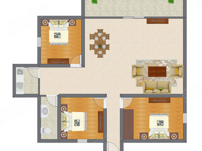 3室1厅 88.50平米户型图