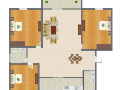 3室2厅 189.00平米户型图