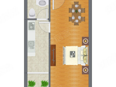 1室0厅 35.60平米户型图