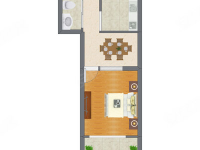 1室1厅 43.79平米