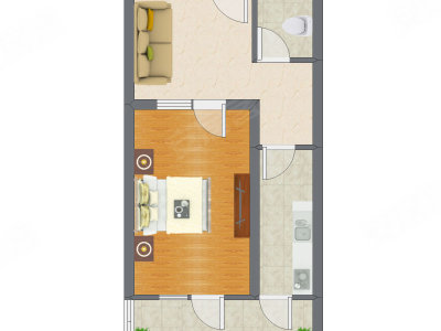 1室1厅 55.29平米