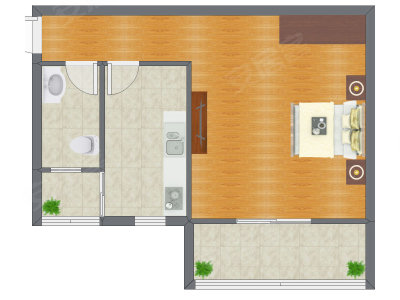 1室0厅 47.58平米户型图