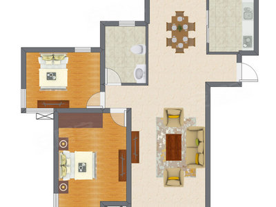 2室2厅 105.63平米户型图