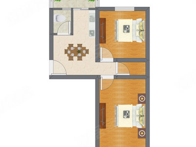 2室1厅 58.55平米