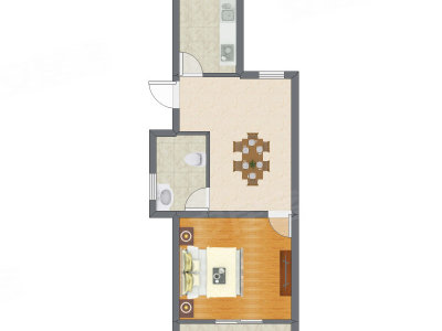 1室1厅 48.11平米户型图