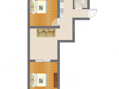 2室1厅 53.00平米户型图
