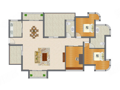 3室2厅 123.41平米户型图