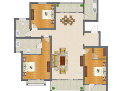 3室2厅 166.00平米户型图