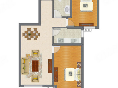 2室2厅 91.05平米户型图