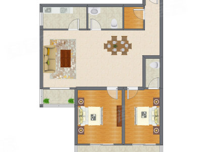 2室2厅 123.95平米户型图