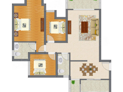 3室2厅 101.36平米