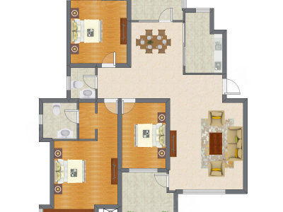 3室2厅 136.99平米户型图