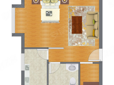 1室0厅 59.62平米户型图
