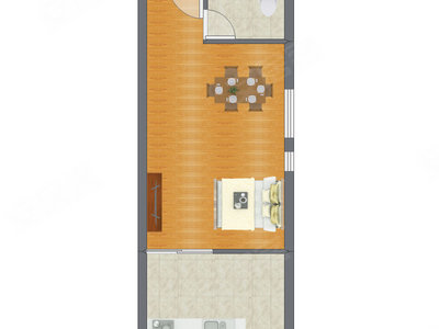 1室0厅 51.54平米户型图
