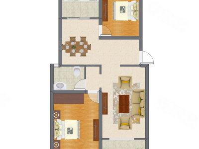 2室2厅 98.60平米户型图