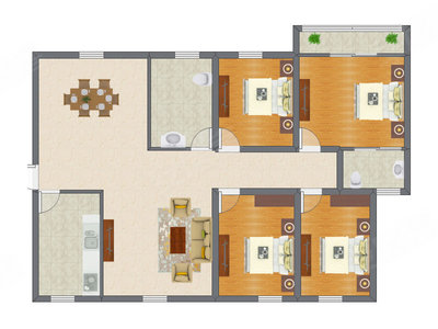4室2厅 113.88平米