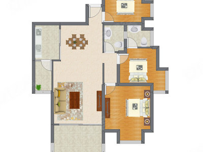 3室2厅 104.79平米户型图