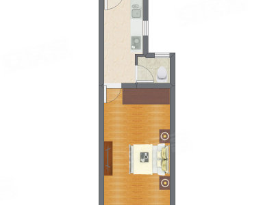 1室1厅 38.60平米户型图