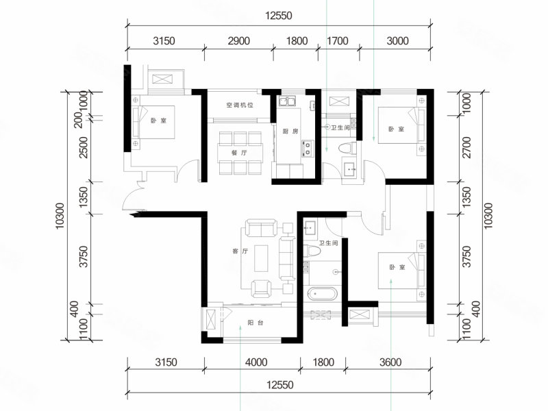 启迪·大院儿3室2厅127㎡192万二手房图片