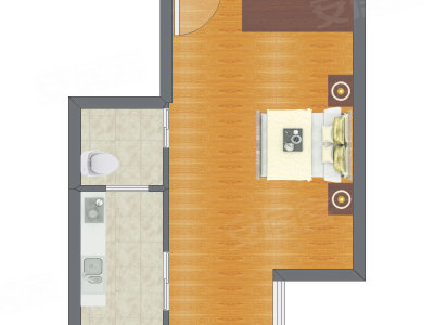 1室0厅 42.13平米户型图