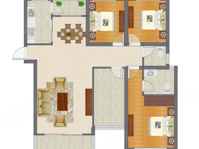 3室2厅 97.47平米